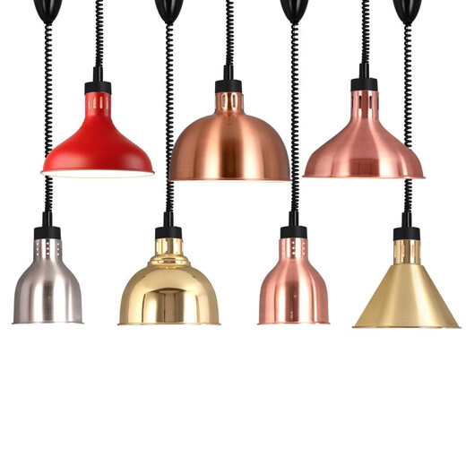 Qiermei retractable food insulation lamp hanging food heating lamp cafeteria barbecue lamp catering insulation lamp supermarket dry goods hanging wire-02 style/29cm bright red non-retractable