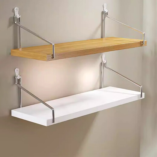 All without punching holes, wall storage rack, bedside wall-mounted partition, living room wall projector, router shelf, wall-mounted bookshelf, solid wood color 40*20 (two pieces)