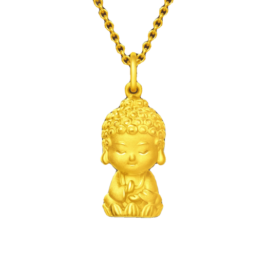 Fat Donglai's same style 18k gold Buddha pendant, sand gold small Buddha child necklace, baby girl Buddha head gold-plated color-preserving clavicle chain, small Buddha child necklace (gift box)