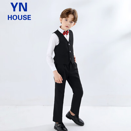 Yinuofang children's suit vest suit boy suit dress performance suit black vest suit 130CM