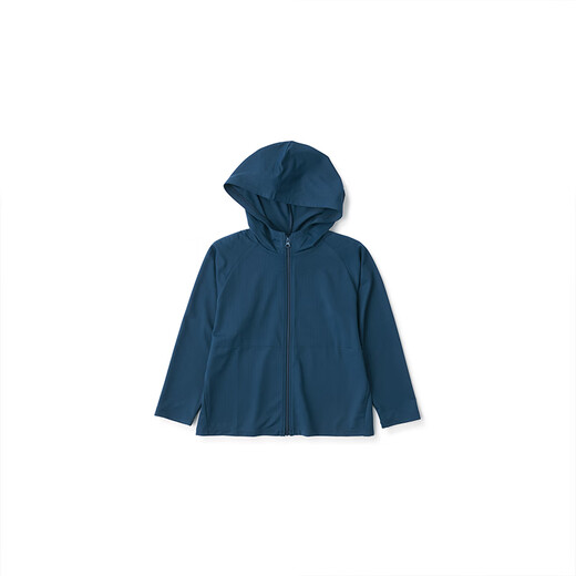 MUJI older children's UV-resistant, easy-drying zipper hoodie, children's outerwear, sun protection clothing CB1J1A4S Navy Blue 110/56A