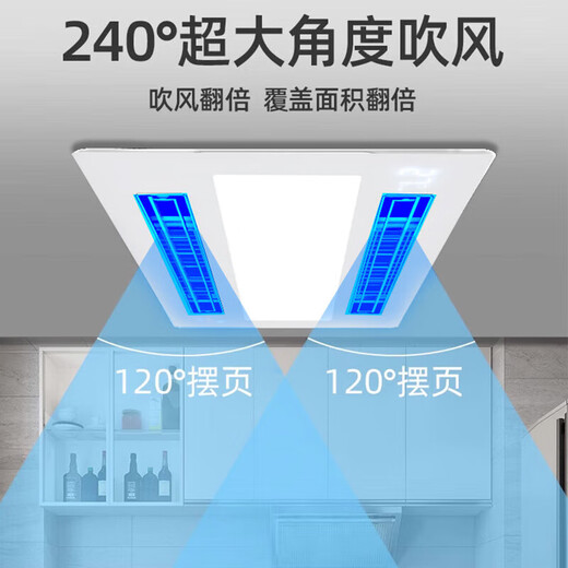 Haotaitai Intelligent Cooler Kitchen Recessed Lighting Two-in-One Air Conditioner Integrated Ceiling Ventilation Cooler Fan Cooler 60 Watt Lighting Three Motors*Remote Control Switch