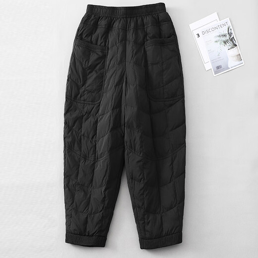 Duck Down Pants Women's Autumn and Winter High Waist Outer Wear Plus Velvet Thickened Mom Pants 2025 New Northeast Minus 40 Degree Cotton Pants Brown M Recommended 90-115 Jin Jin equals 0.5 kg