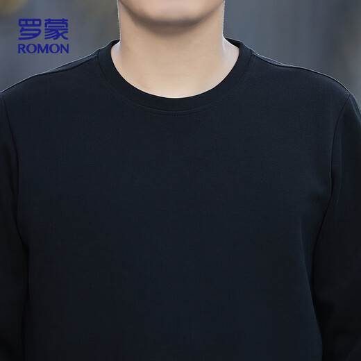 ROMON sweatshirt men's autumn and winter long-sleeved pullover T-shirt casual top comfortable jacket bottoming shirt 8170 black 2XL