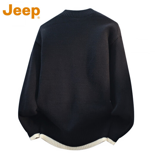 Jeep (JEEP) American high-end fake two-piece sweater for men autumn and winter 2025 new loose casual Henry collar sweater top Ancora red counter genuine L Recommendation 105-120 Jin Jin is equal to 0.5 kg