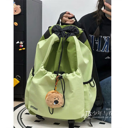 Outdoor hiking bag, women's drawstring drawstring, color-blocked, water-repellent mountaineering backpack, high-looking badminton bag, men's computer bag, gray