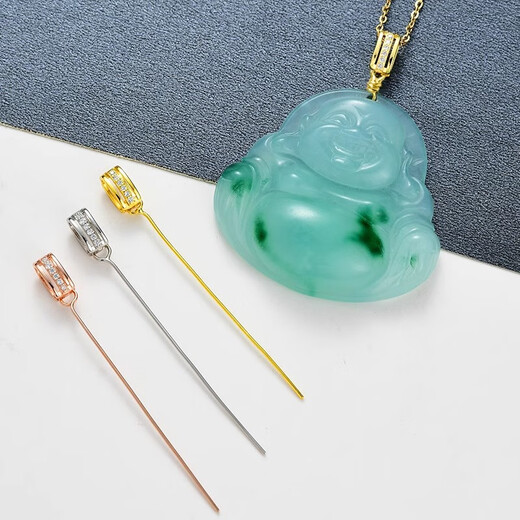 Zuoou s925 sterling silver pendant buckle jade jade buckle clip jade buckle oblique hole necklace accessories melon seed buckle buckle silver