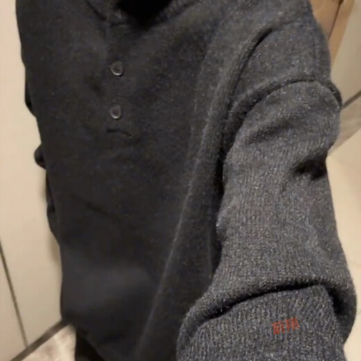 WEI XIANG American retro Henry collar gray sweater men's autumn and winter trendy brand bottoming sweater male student lazy style sweater dark gray L