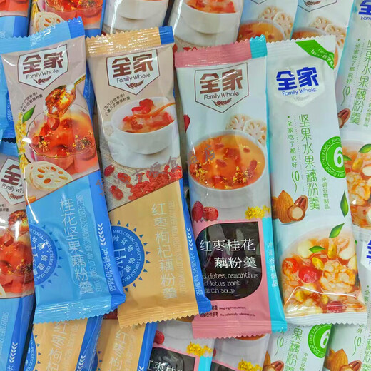 FamilyMart osmanthus, nuts, lotus root powder, red dates, wolfberry, cereals, lotus root, small package instant breakfast powder snacks, osmanthus nuts + red dates and wolfberry (lotus root powder mixed with 14 pieces)