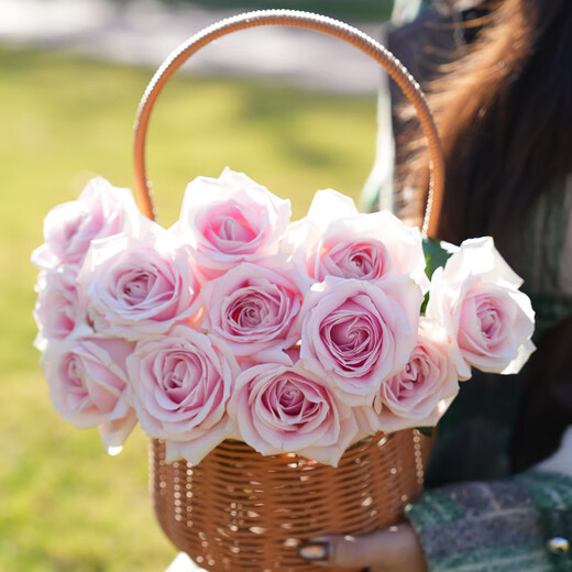 Jingdong Flowers Pink Snow Mountain Roses 10 Ruyi Base Fresh Cut Flowers Water-raised Flower Arrangement Life Bouquet Straight from the Source