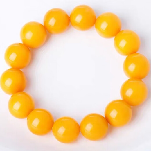 Royal copy, with national inspection certificate, natural raw mineral genuine beeswax bracelet for men and women, single circle chicken oil yellow old beeswax bracelet, 25 grams, bead diameter 14mm (unisex style) approx.