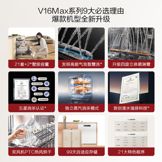 FOTILE dishwasher built-in household, newly upgraded 21 sets of large capacity, 3-layer smart bowl and pot basket, independent steam sterilization 02-B-V16Max, national subsidy