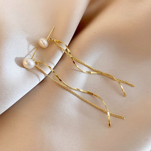 The Story of Core Luxury Rose Liu Yifei's same style earrings for women, elegant earrings, artificial pearl long tassel earrings, earrings, earrings