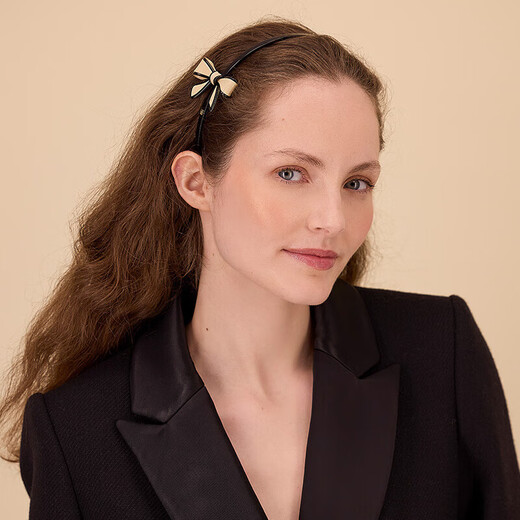 ALEXANDRE DE PARIS Star Style Diana Series Headband Bow Hair Accessory Gift for Girlfriend X Beige