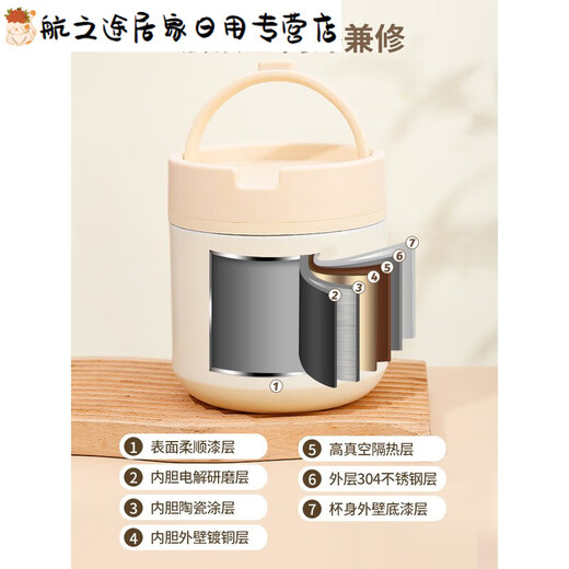Junmo Super Insulated Lunch Box Liner for Soup for Office Workers 2023 New Insulated Box and Bucket Portable Source Mibai++Qiao Ceramic Liner for Better Insulation Mibai-Large Size