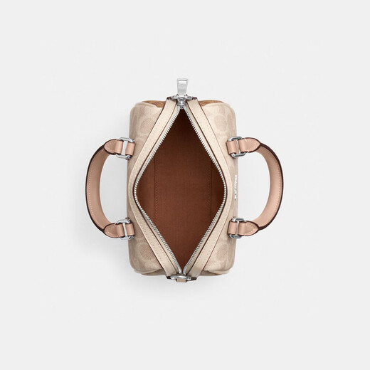 COACH Color Blocked Classic Logo Rowan 17 Mini Boston Crossbody Bag CW330 Sand Yellow/Taupe