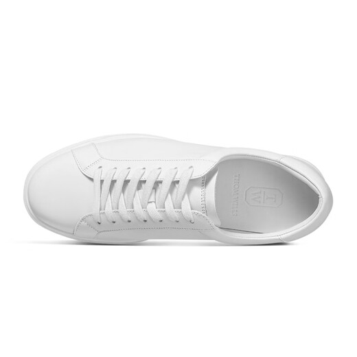 THOM WILLS white shoes for men, sweat-absorbent, breathable, casual, versatile, classic white sneakers, casual shoes, genuine leather business winter men's shoes, white G014-1 41/7.5 size