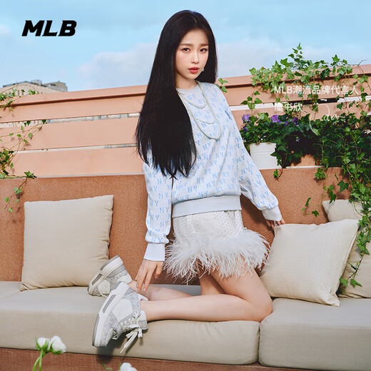 MLB板鞋男女同款虞书欣代言明星同款学长鞋运动休闲鞋3ASXCMM4N 灰色/50GRS 37.5 (235mm)