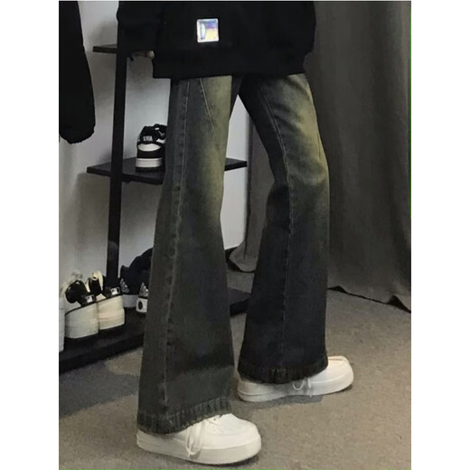 Digada American retro high street vibe style jeans men's spring and autumn high-end trousers straight and slightly flared pants men's trend CYXFS-N829 blue L