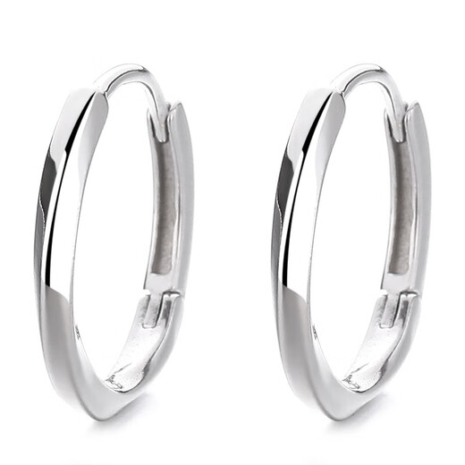 Earrings sterling silver 9999 geometric plain hoop earrings simple niche design earrings delivery box gift for wife white gold (with box)