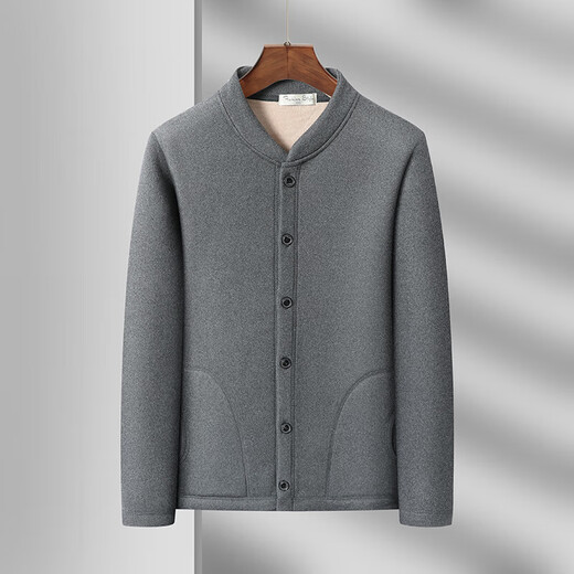 Winter cardigan thermal underwear for middle-aged and elderly fathers, thickened and velvet, men's loose-fitting warm tops for the elderly, dark gray 908 2XL /180 recommended 115-130 Jin Jin equals 0.5 kg