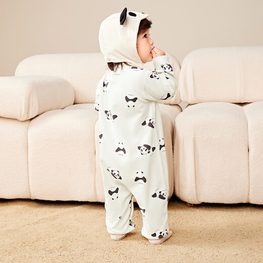 Mini Bala plant core winter brushed cotton stretch jumpsuit baby skin-friendly warm base rompers white gray tone 00312 80cm