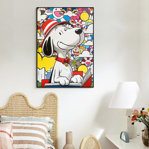 Sanwei Living Room Decoration Painting Death NYC autographed limited edition A2 series Snoopy modern trendy print cartoon animation aluminum alloy black frame 43*60.4cm