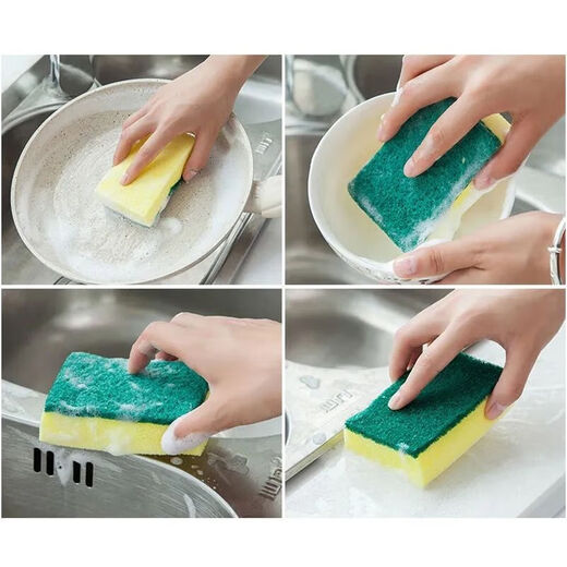 Dishwashing sponge block, scouring pad, emery rag, kitchen pot scrubber, sponge, dishcloth, rag for decontamination, hot sale, 5 kitchen sponge wipes