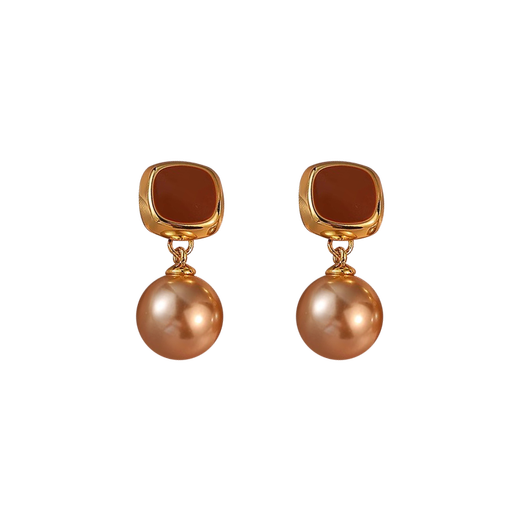 LANSILL Maillard imitation pearl earrings for women 2025 new light luxury high-end earrings temperament autumn and winter niche ear jewelry E3797 Maillard imitation pearl earrings