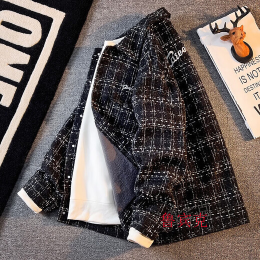 Rubink small fragrant style plaid jacket for men in autumn American fashion brand loose and versatile ins trend male student jacket top clothes XXF016 light blue high quality XL