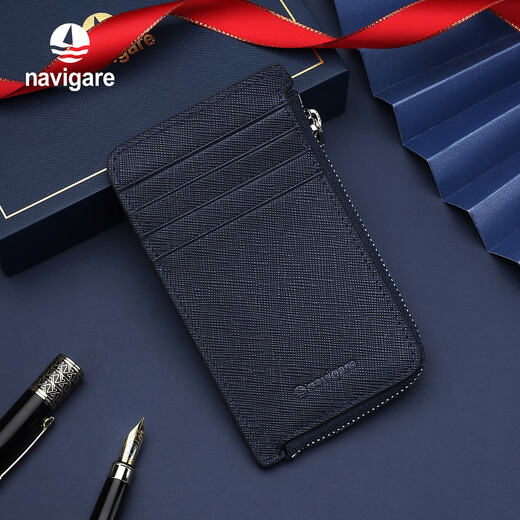 NAVIGARE Italian small sailing ship card holder ID storage bag card slot men's business card holder birthday gift blue-N4A509-041103G