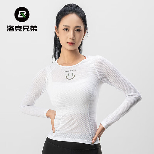 ROCKBROS sweatshirt women's quick-drying breathable long-sleeved top bottoming mountain road cycling jersey summer white M /L