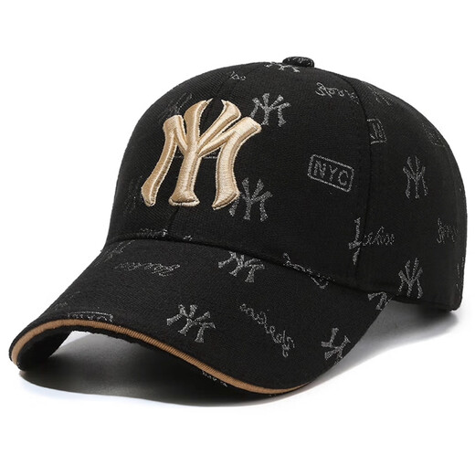 2026 New MY Embroidered Hat Unisex Korean Style Fashionable Peaked Cap Hard Top Stylish Trendy Brand Baseball Cap Black Gold Label Silver Letters One Size Adjustable