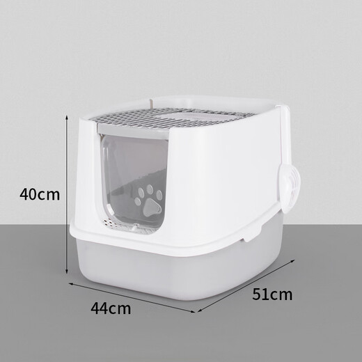 Leyoupai cat litter box fully enclosed large cat toilet anti-splash cat litter box cat sand box cat litter box gray and white