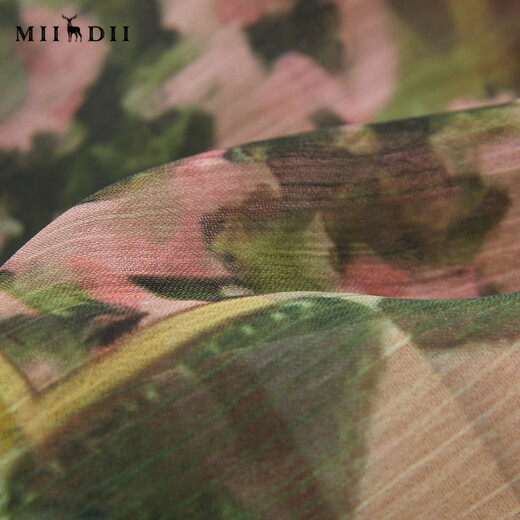 谜底印花连衣裙短袖女2024夏季款复古田园风长裙配腰带247ML5010 浅粉花 L