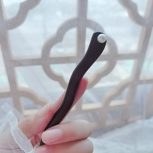 Xue Cong Black Sandalwood Hairpin New Chinese Style Jade Peaceful Buckle Hairpin Pearl Ancient Style Women's Sterling Silver Hair Accessory Jade Peaceful Buckle Pearl Sandalwood Hairpin