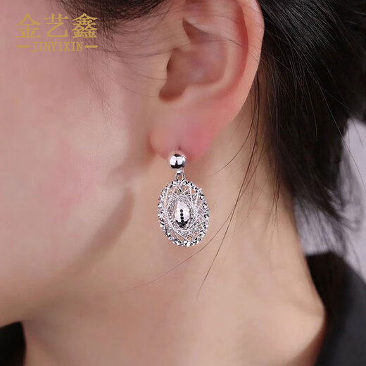 Jin Yixin platinum earrings pt950 genuine platinum earrings earrings earrings popular style platinum fashion pigeon egg earrings for women weighing about 12.5 grams a pair high about 30mm wide about 16mm