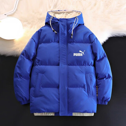 Men's hooded down jacket winter couple new thickened warm cotton coat trendy brand youth cotton-padded jacket winter jacket black XL