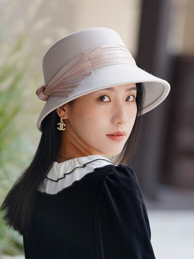 JOLISAC Autumn Print Autumn and Winter Hat Women's 100% Wool Delicate Skin Friendly Hat Women's Travel Photo Elegant French Warm Hat Black Adjustable