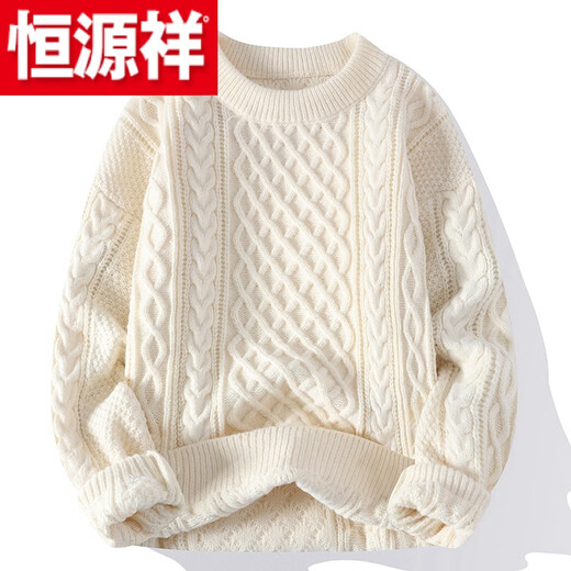 Hengyuanxiang (HYX) red sweater for the year of birth in autumn and winter for men, lazy-looking thick twist knitted sweater jacket, Christmas couple sweater, high-end brand special price broken code WE8266 red (high quality) high-end brand special price broken code L (115-130Jin Jin is equal to about 0.5 kg)