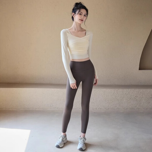 ACKDCS yoga clothing top with chest pad for women spring and autumn Pilates outdoor Frisbee sports mesh high elastic fitness clothing long sleeves