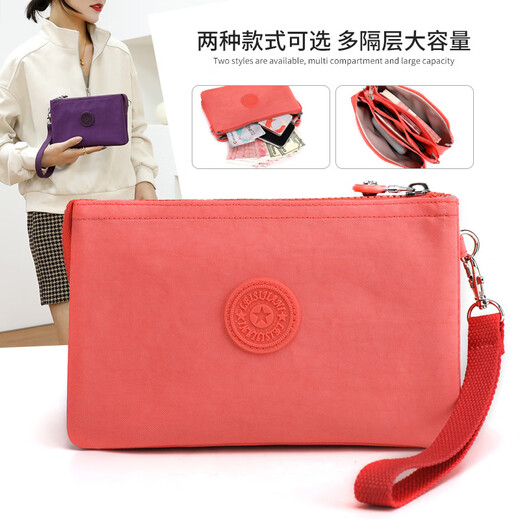Kangaroo (KANGAROO) new style women's clutch bag casual nylon cloth coin purse multi-layer portable mobile phone bag aqua blue