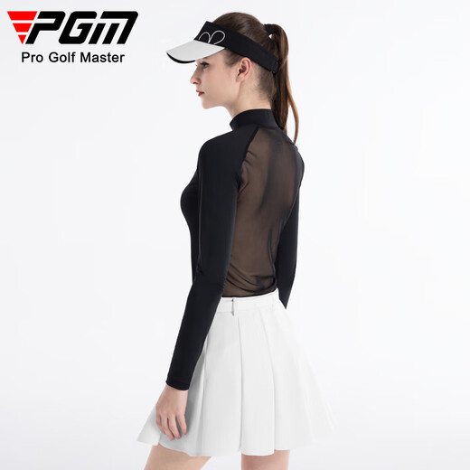 PGM高尔夫服装女装冰丝防晒打底衫上衣T恤夏季运动 YF677-黑色【上衣】【冰丝】 M