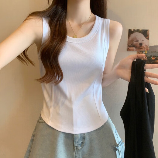 Yu Zhaolin small camisole women's fishbone thread slimming slimming fat MM outer wear hot girl sleeveless T-shirt top white autumn and winter