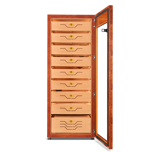 Bulldog cigar cabinet constant temperature and humidity control humidification cabinet constant humidity ammonia removal red wine imported compressor cedar wood German fingerprint password lock wifi large high-end solid wood shell divine dog vc528 elm fourth generation plus divine dog fingerprint password lock WiFi 2800 pieces