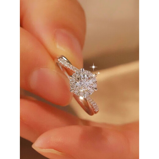 Nilan pt950 platinum ring for women, moissanite D color diamond ring, one carat, wedding proposal for wife and friend, hexagram main stone 50 points, gift box certificate included, opening adjustable