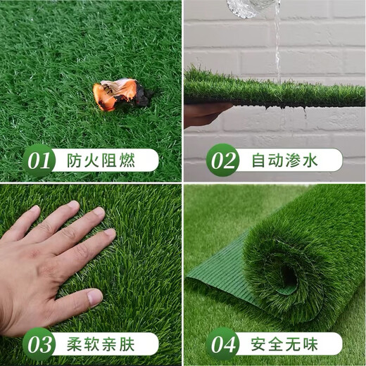 Engineering fence lawn cloth artificial simulated fake turf paving green mesh plastic carpet outdoor decoration green wall 2.0 mesh extra dense adhesive three-color grass 2 meters x 25 meters