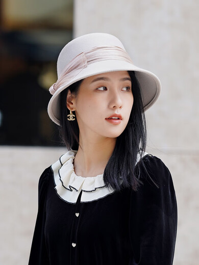 JOLISAC Autumn Print Autumn and Winter Hat Women's 100% Wool Delicate Skin Friendly Hat Women's Travel Photo Elegant French Warm Hat Black Adjustable