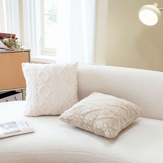 FANCYCHICins style pillow color double-sided cream pillowcase 50x50 living room sofa square velvet cushion with core cushion TF milk tea color 40X40 (pillowcase + pillow core)