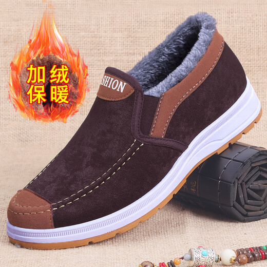 Cotton shoes men's winter high-top old Beijing cloth shoes plus velvet to keep warm winter shoes soft-soled work shoes thick-soled non-slip old people's shoes blue-cotton shoes 41